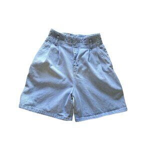 Vintage Paris Blues Light Wash Denim High-Waisted Pleated Shorts Size 26" USA